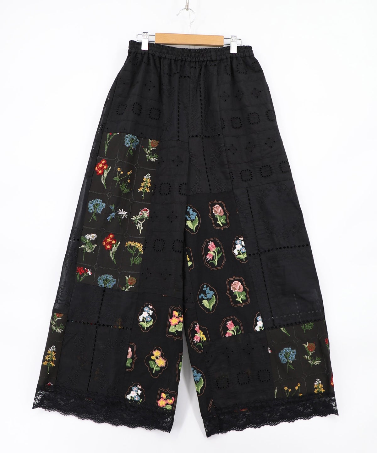 花刺繍×コットンレース×シアー 異素材パンツ-14