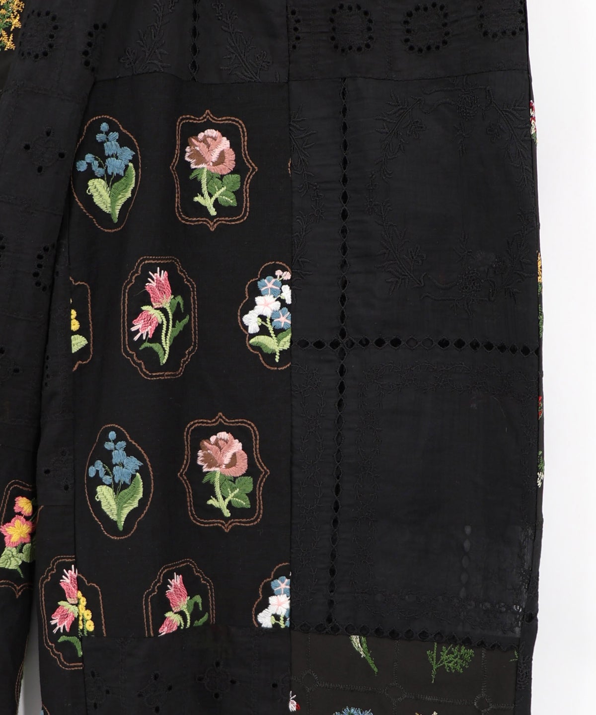 花刺繍×コットンレース×シアー 異素材パンツ-15