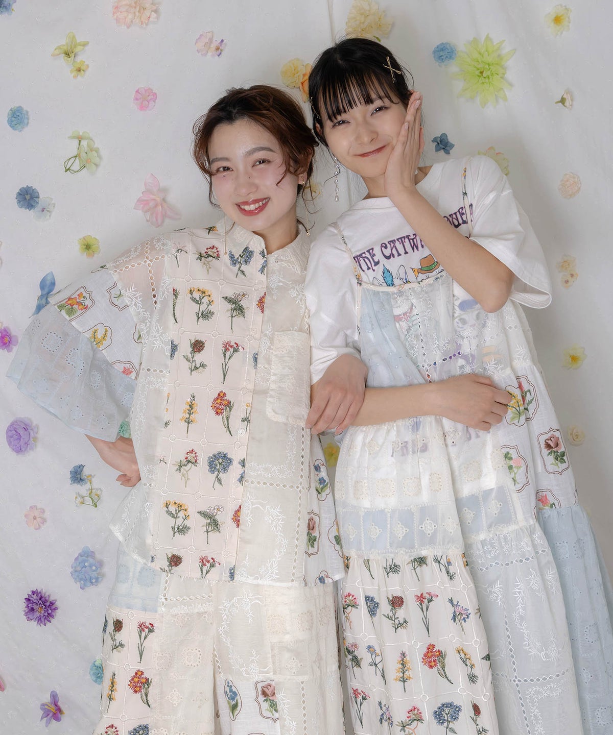 花刺繍×コットンレース×シアー 異素材シャツ-9