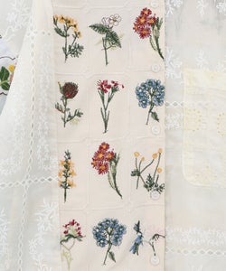 花刺繍×コットンレース×シアー 異素材シャツ-12