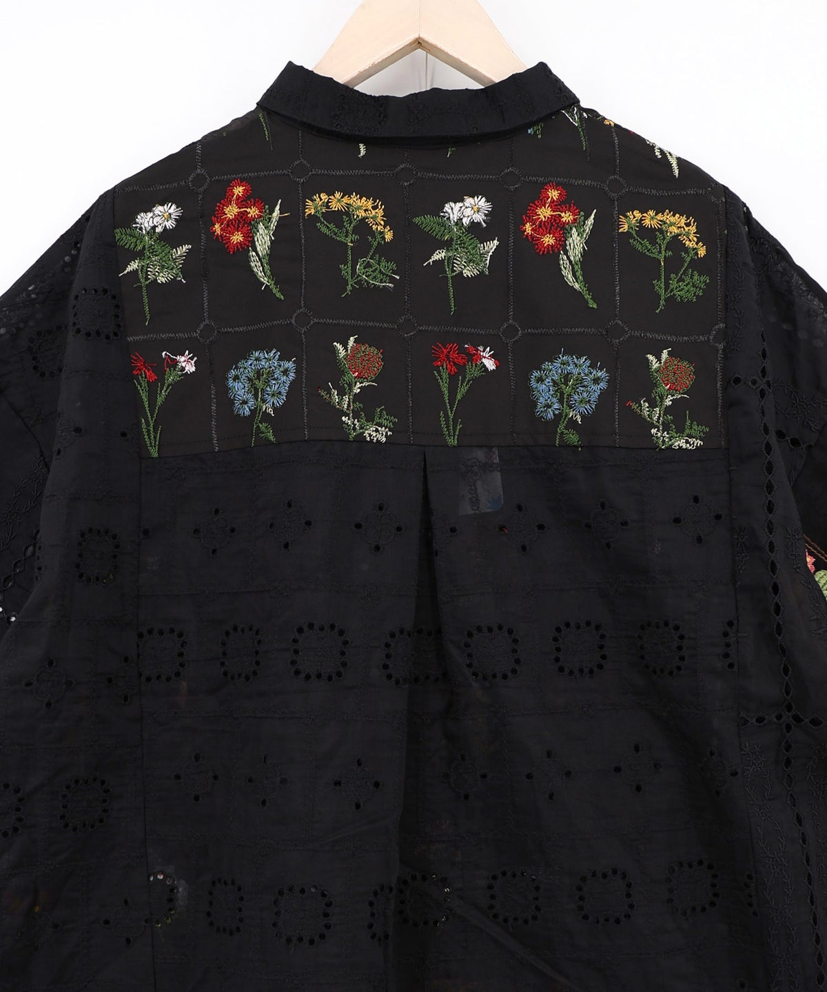 花刺繍×コットンレース×シアー 異素材シャツ-20