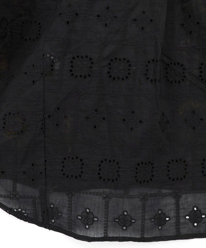 花刺繍×コットンレース×シアー 異素材シャツ-21