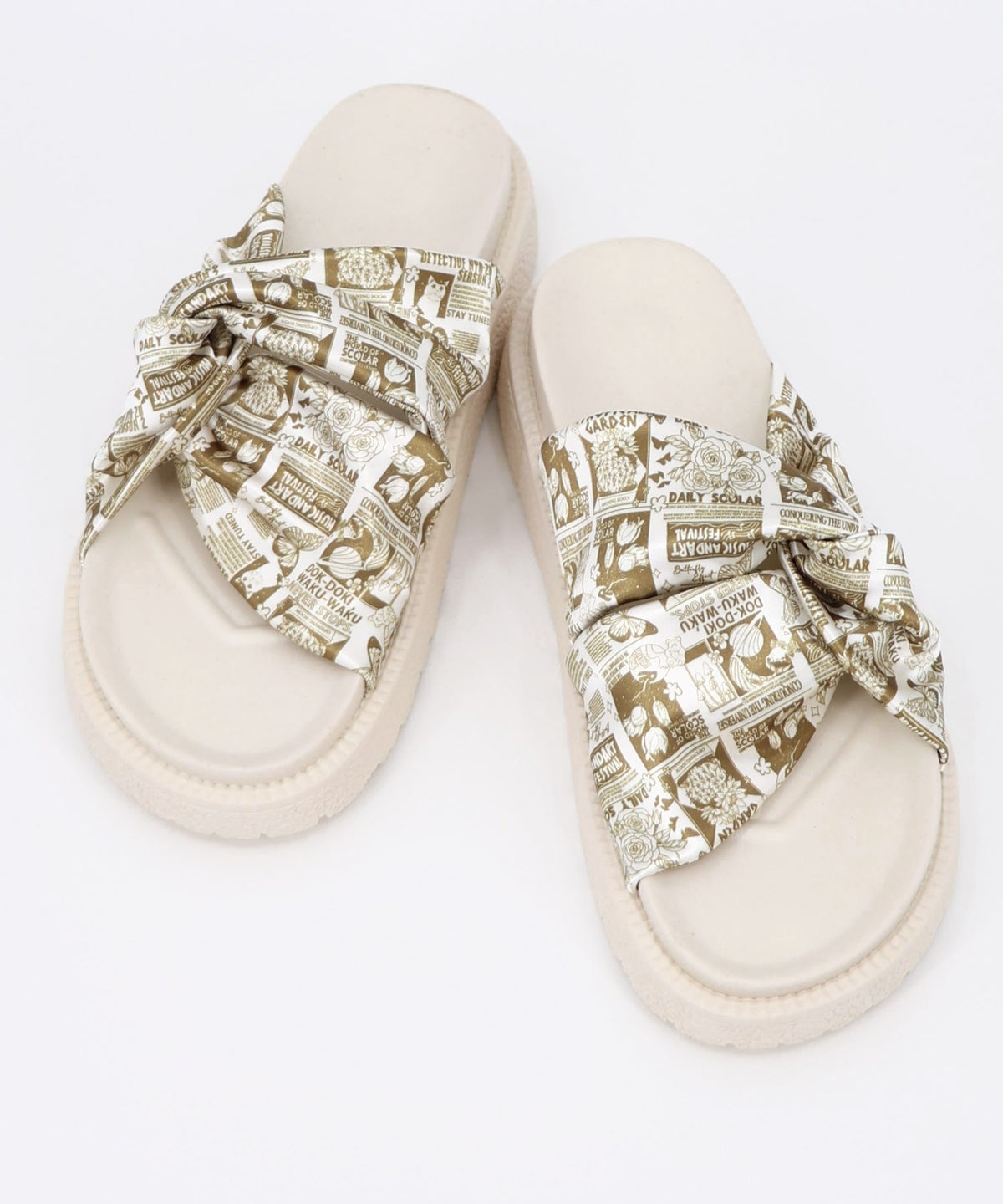 コラージュ柄スカーフねじりサンダル-5