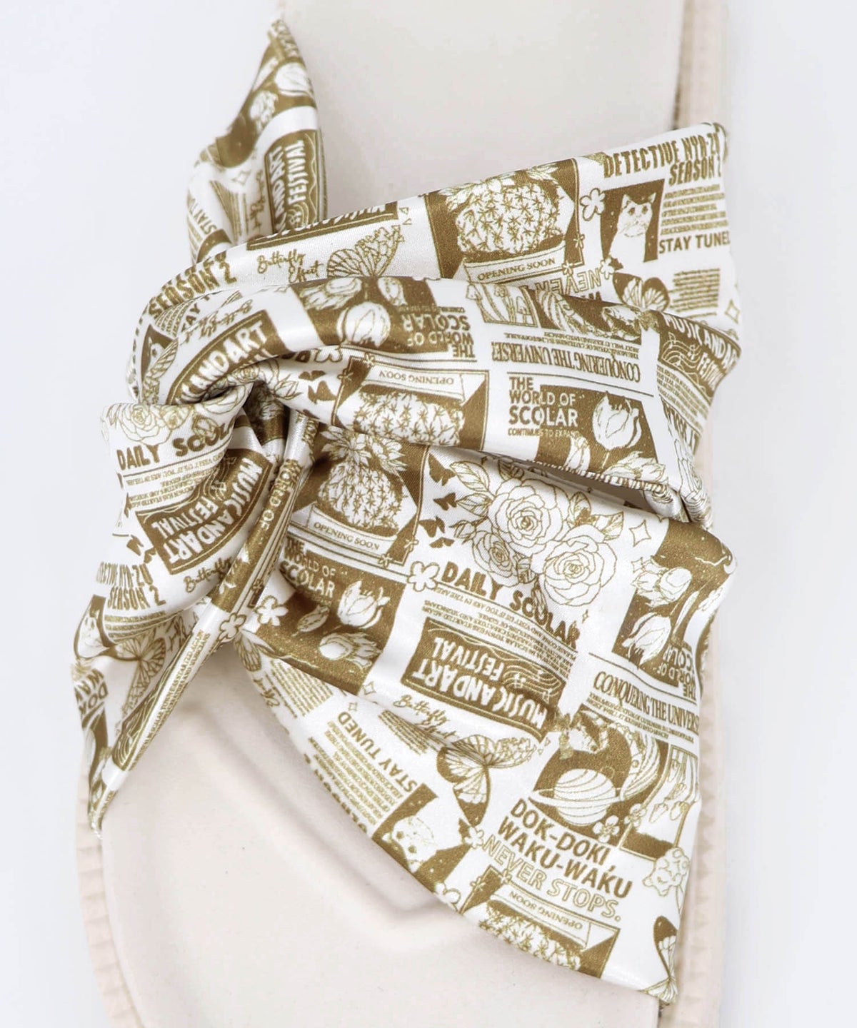 コラージュ柄スカーフねじりサンダル-6