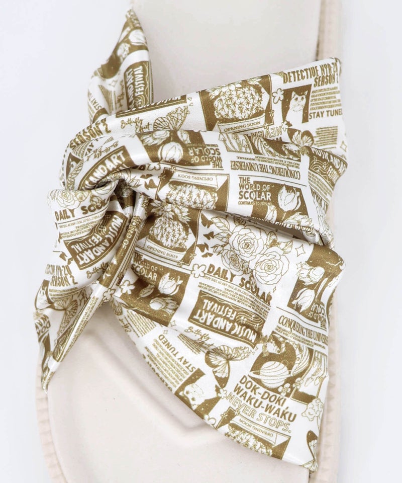 コラージュ柄スカーフねじりサンダル-6