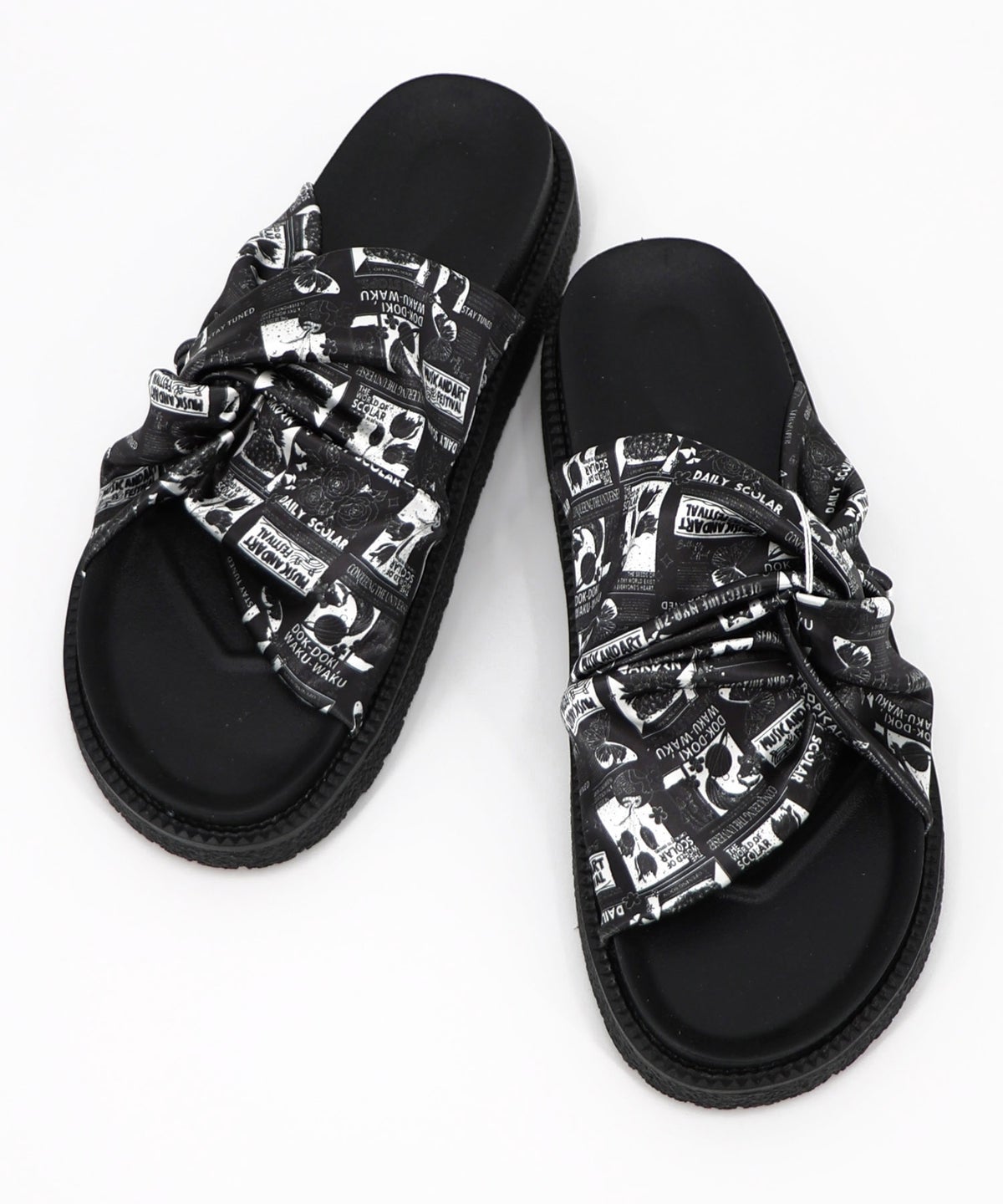 コラージュ柄スカーフねじりサンダル-7