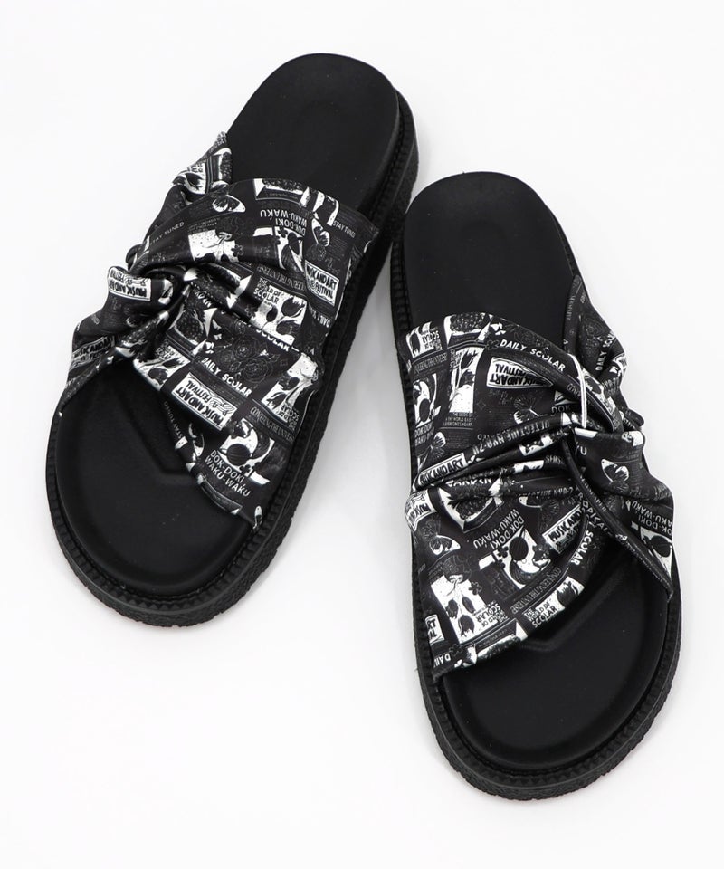 コラージュ柄スカーフねじりサンダル-7