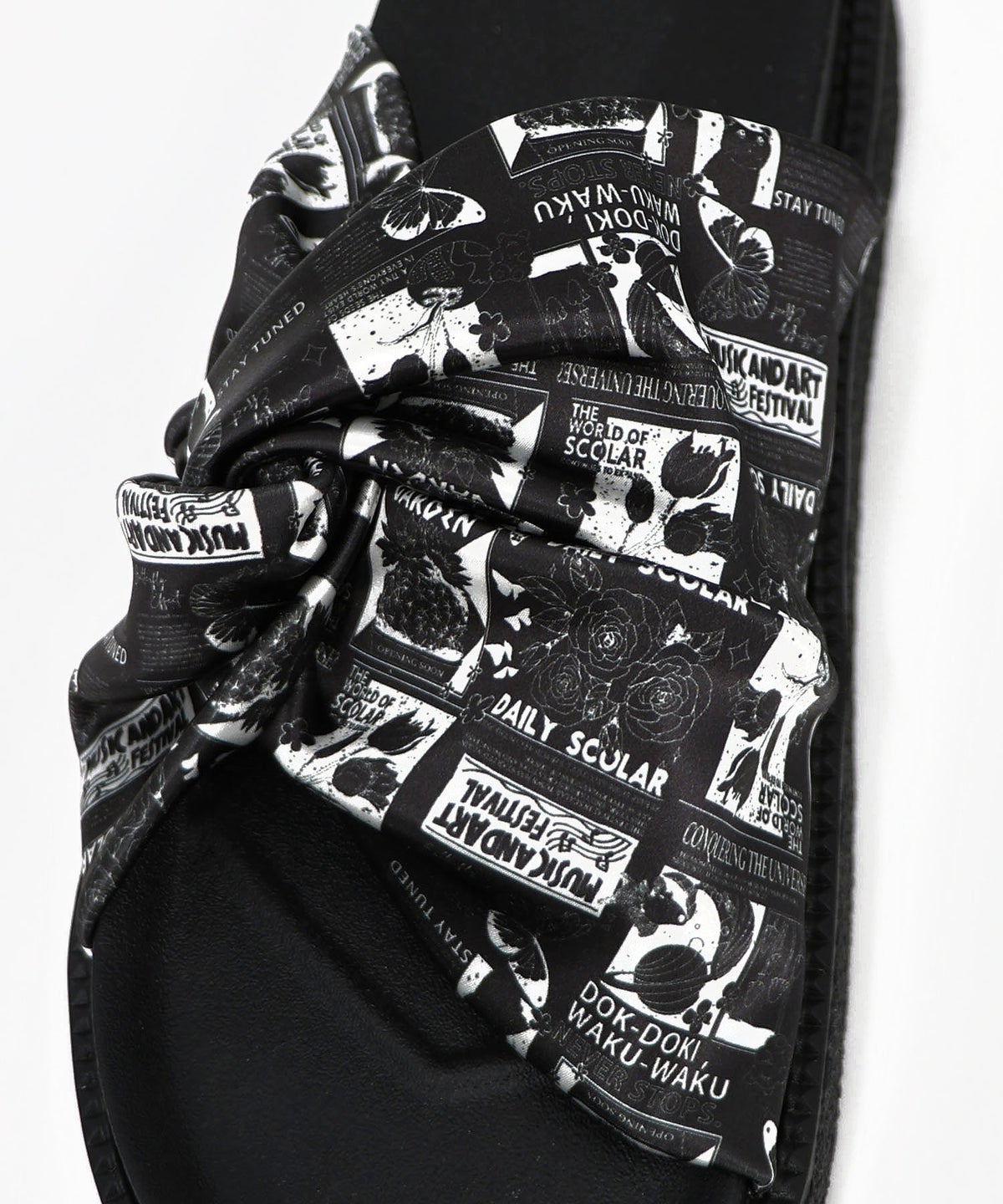 コラージュ柄スカーフねじりサンダル-8