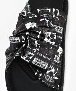 コラージュ柄スカーフねじりサンダル-8