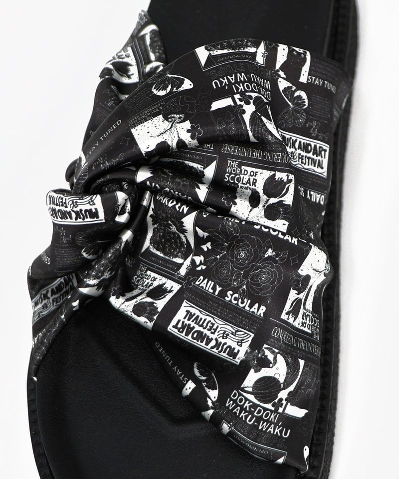 コラージュ柄スカーフねじりサンダル-8