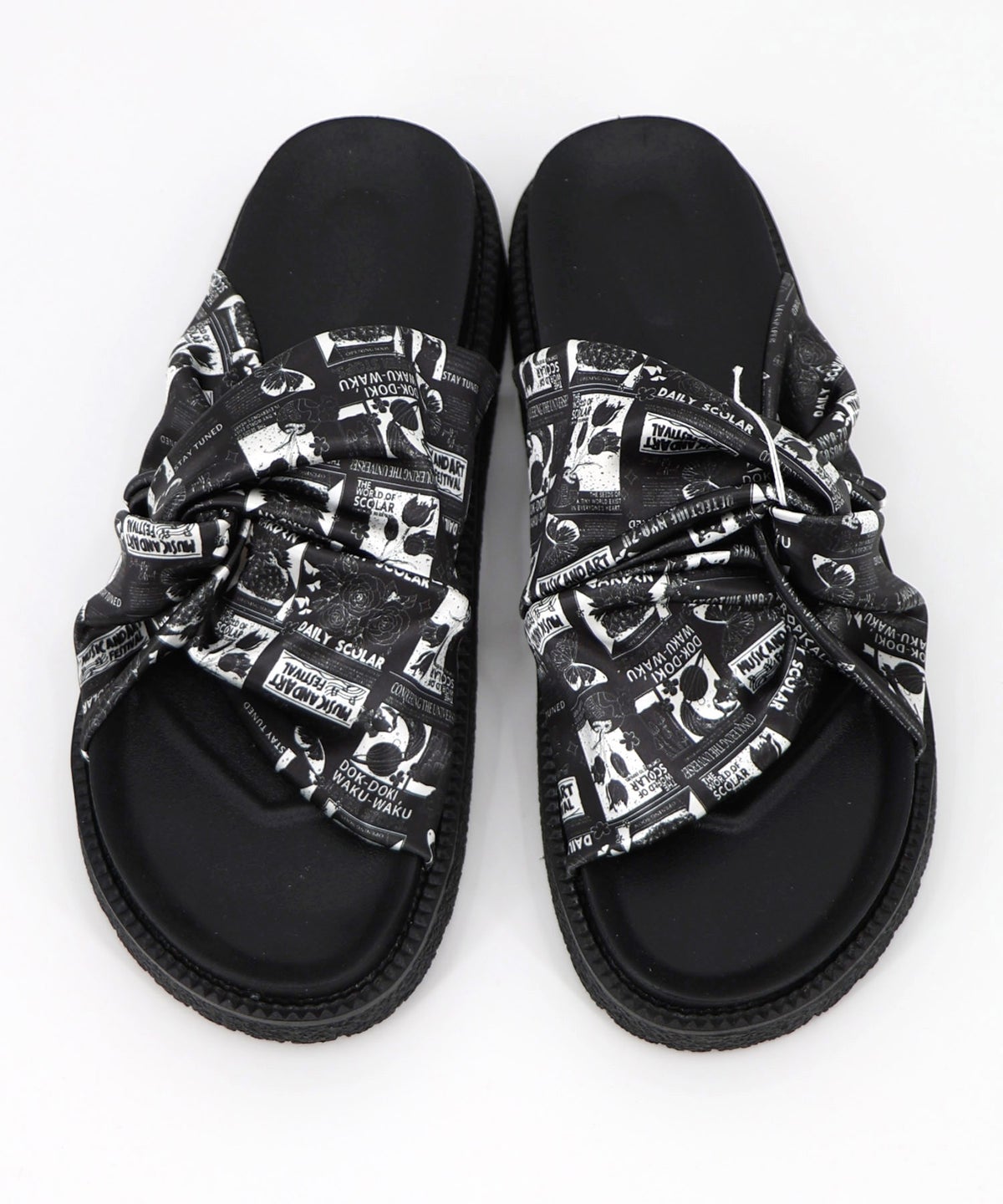 コラージュ柄スカーフねじりサンダル-9