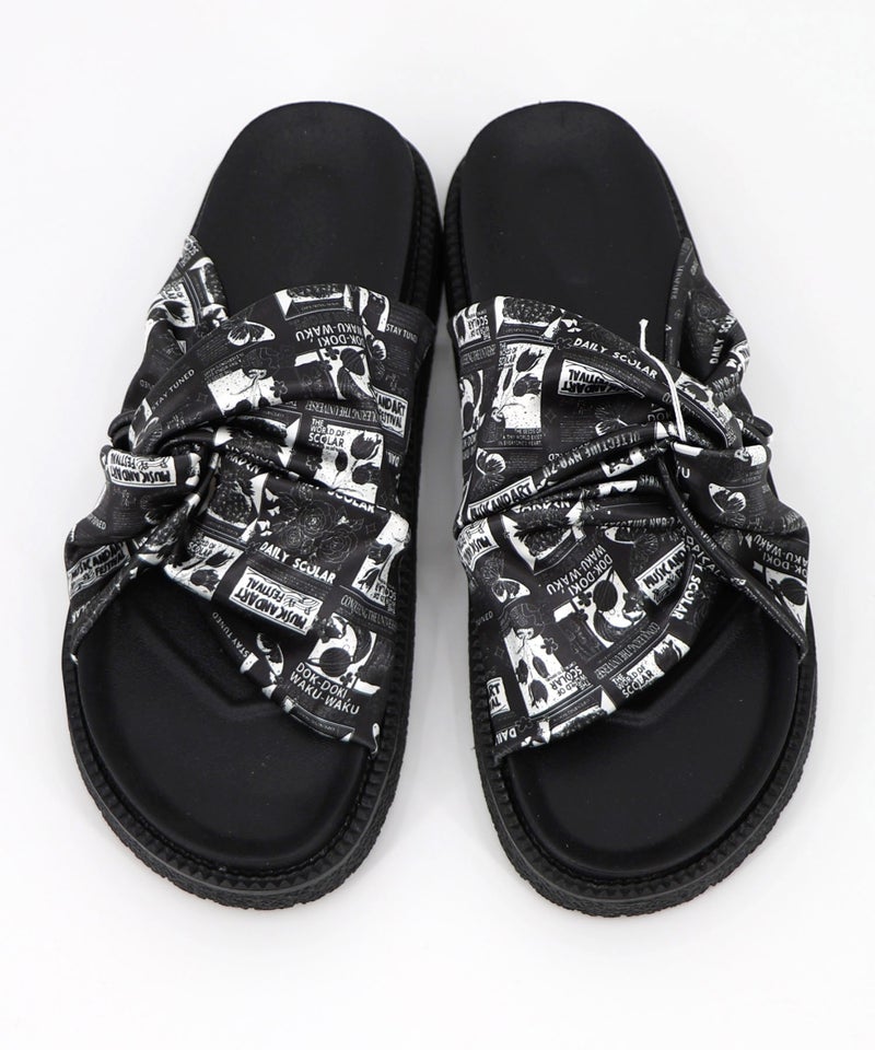 コラージュ柄スカーフねじりサンダル-9