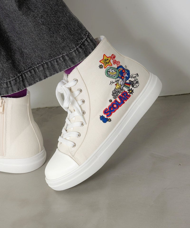 ポップ刺繍入り ハイカットスニーカー-1