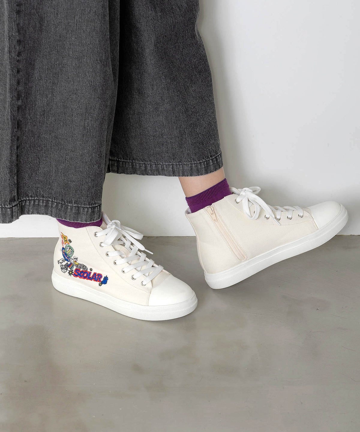 ポップ刺繍入り ハイカットスニーカー-2