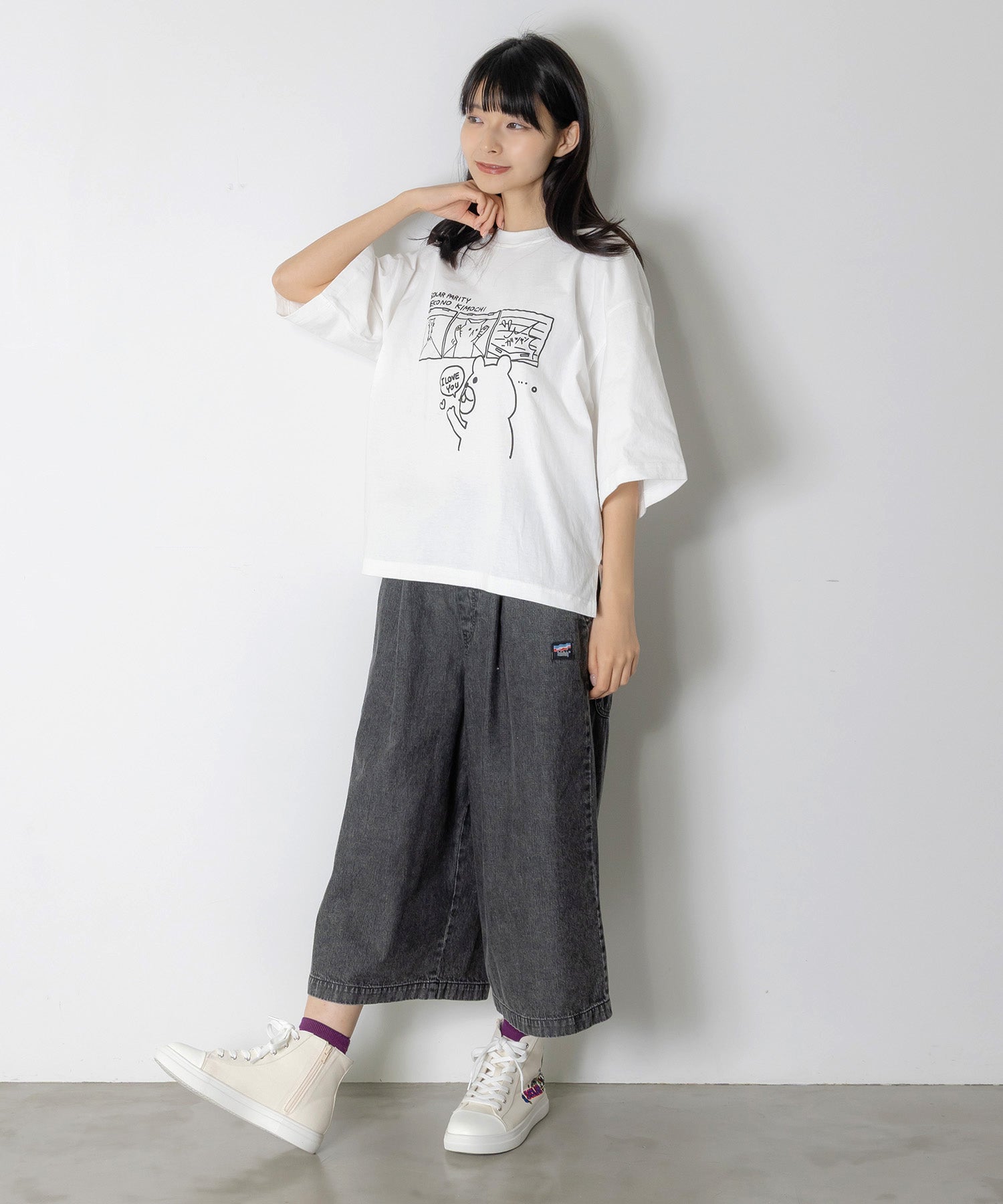 SS-195：ポップ刺繍入り ハイカットスニーカーの通販-ScoLar