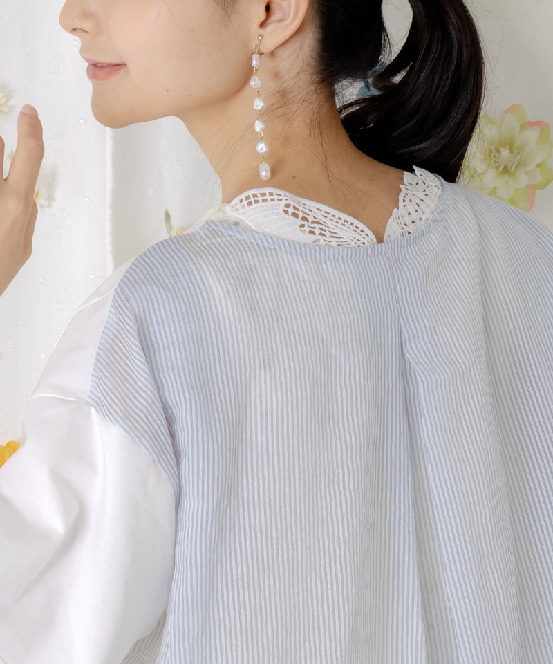 蝶バック刺繍 ラメ入り針抜きテレコタンクトップ-2