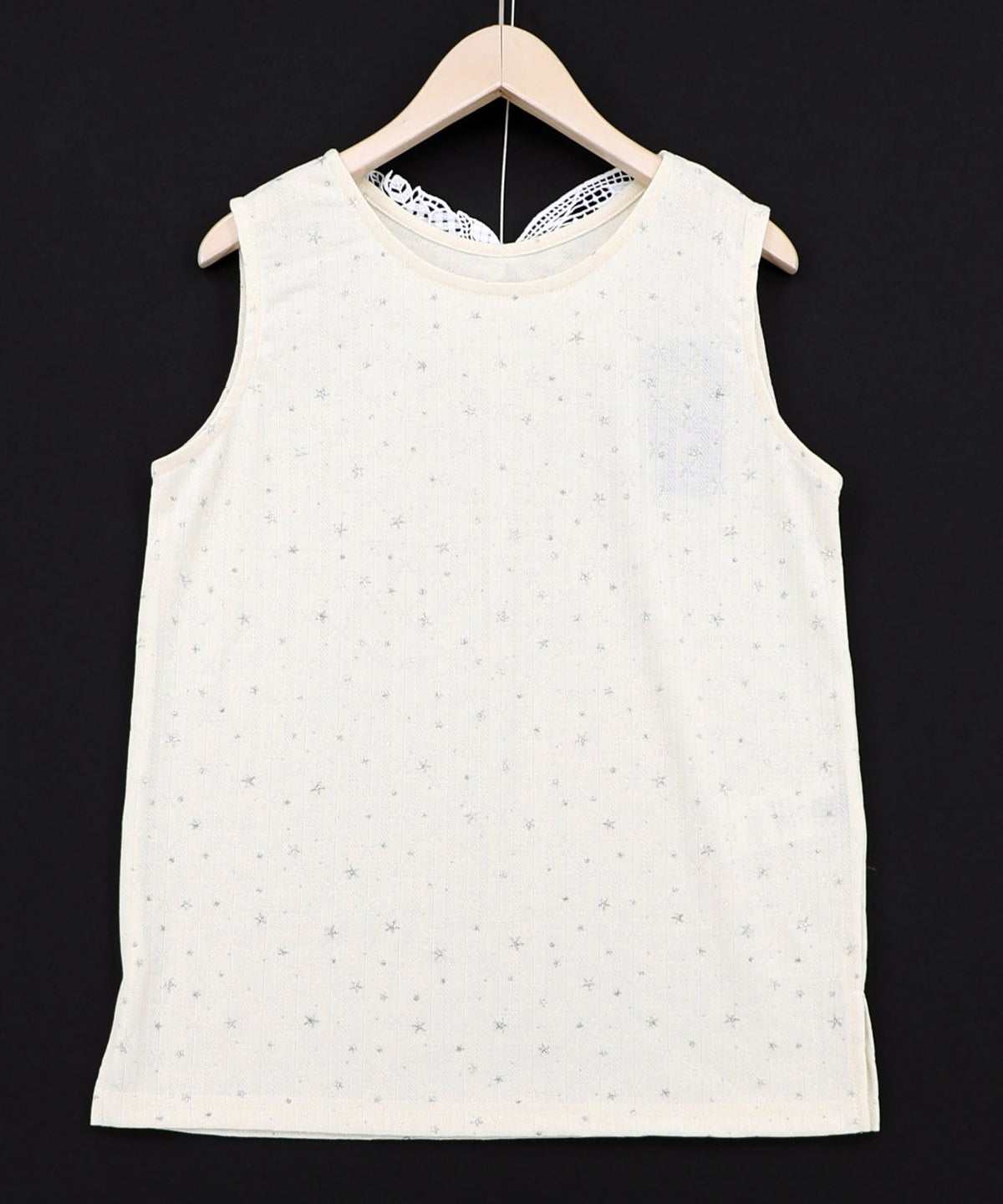 蝶バック刺繍 ラメ入り針抜きテレコタンクトップ-6