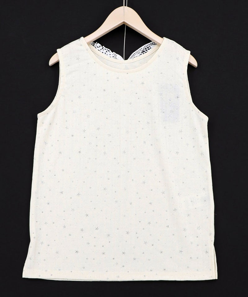 蝶バック刺繍 ラメ入り針抜きテレコタンクトップ-6