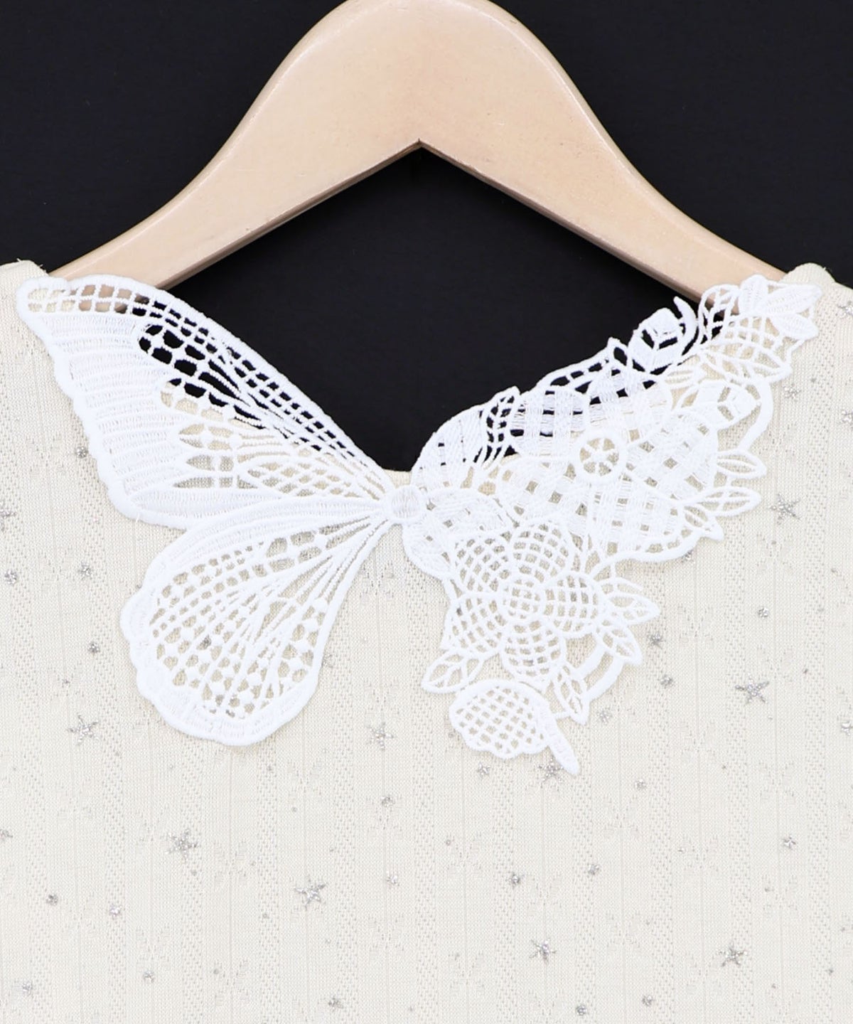 蝶バック刺繍 ラメ入り針抜きテレコタンクトップ-7