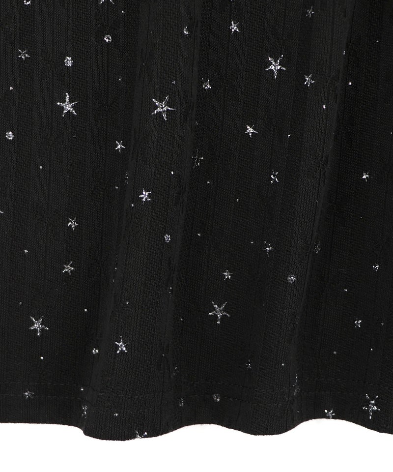 蝶バック刺繍 ラメ入り針抜きテレコタンクトップ-14