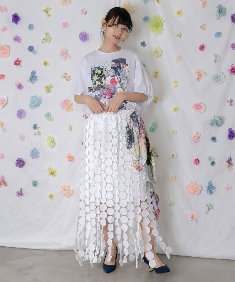 花コラージュ柄シルケット天竺チュニック-2