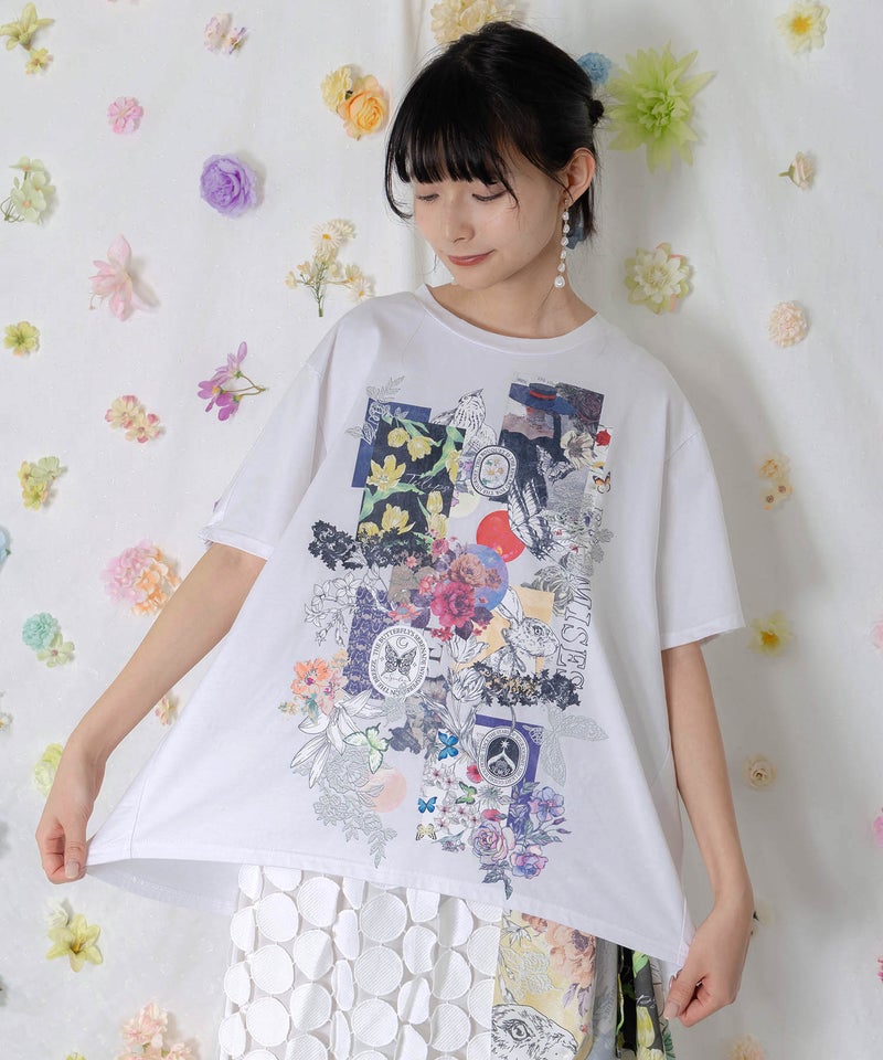 花コラージュ柄シルケット天竺チュニック-3