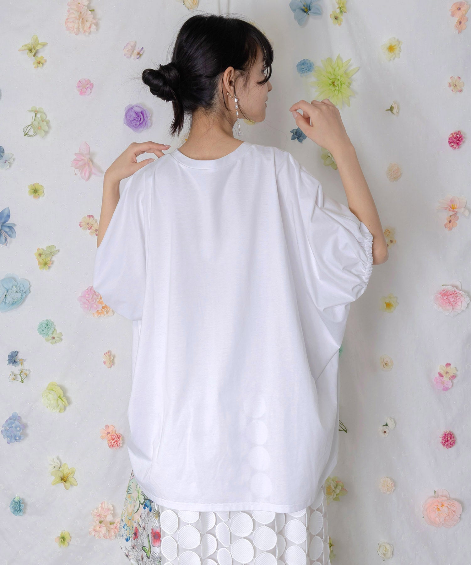 イズスカラー　562208：花コラージュ柄シルケット天竺チュニック 562208：花コラージュ柄シルケット天竺チュニックの通販-ScoLar