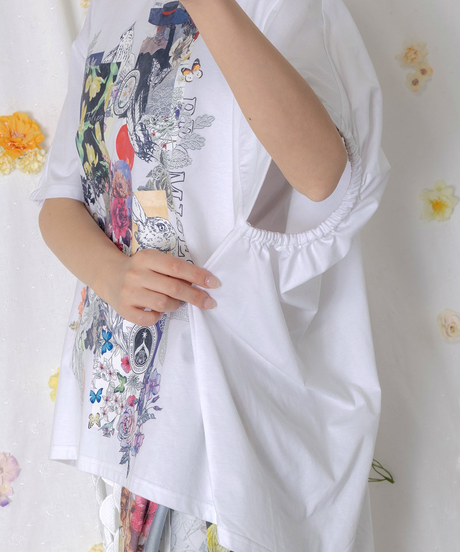 イズスカラー　562208：花コラージュ柄シルケット天竺チュニック 562208：花コラージュ柄シルケット天竺チュニックの通販-ScoLar