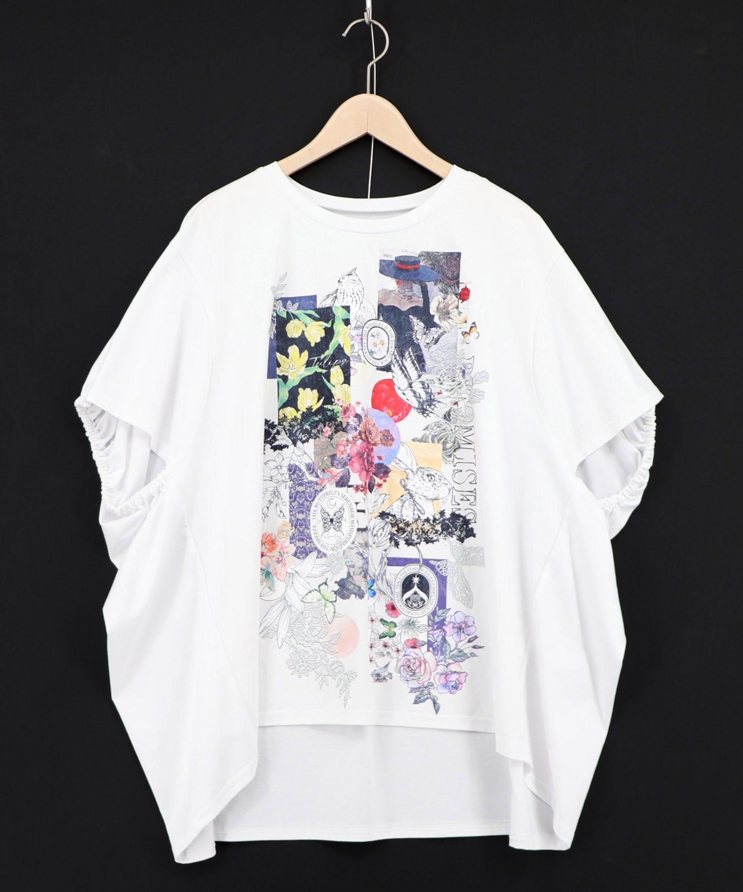 イズスカラー　562208：花コラージュ柄シルケット天竺チュニック 562208：花コラージュ柄シルケット天竺チュニックの通販-ScoLar