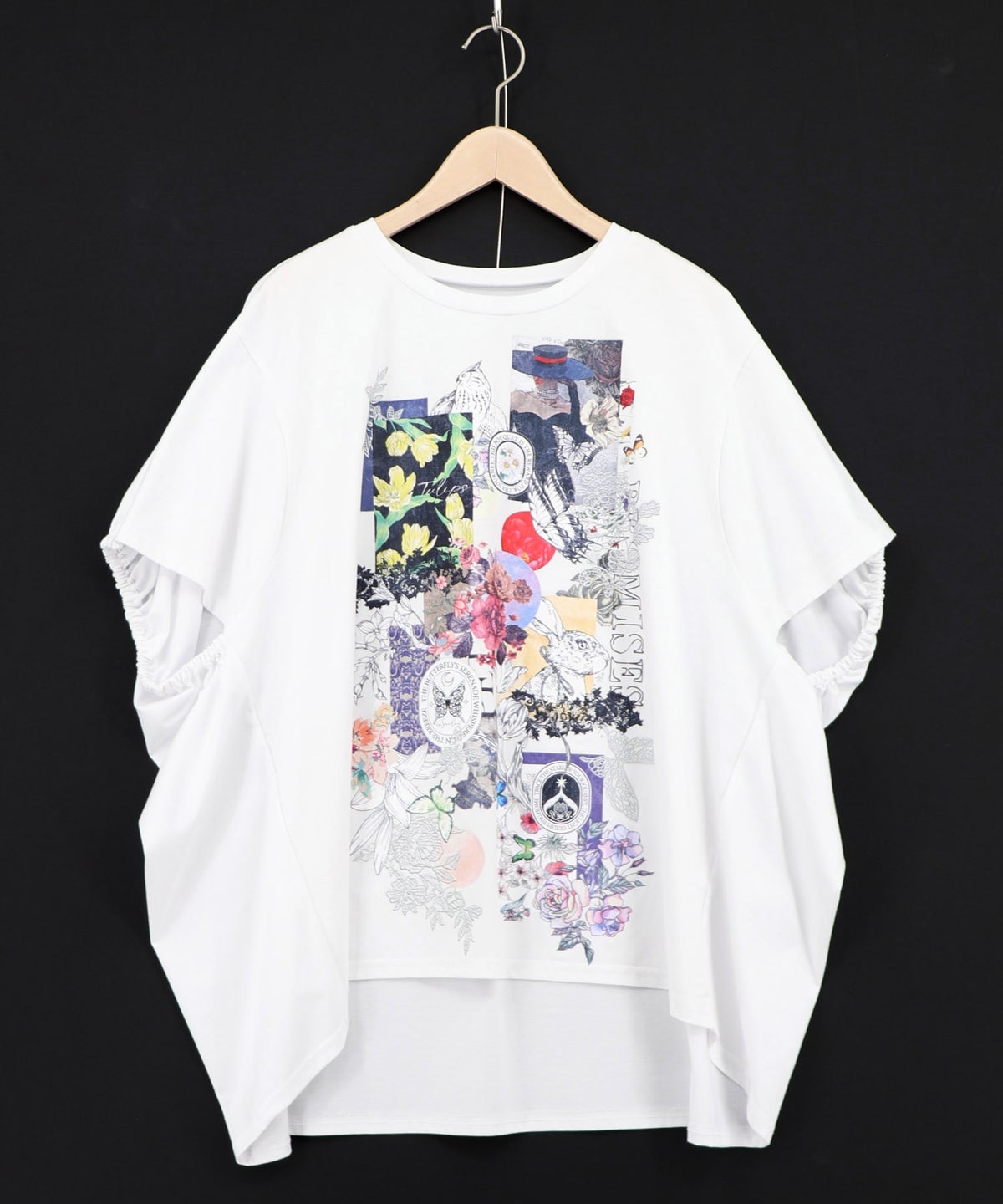 花コラージュ柄シルケット天竺チュニック-9