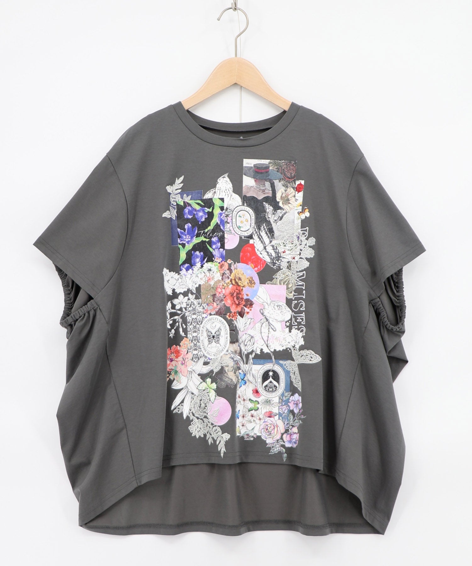 イズスカラー　562208：花コラージュ柄シルケット天竺チュニック 562208：花コラージュ柄シルケット天竺チュニックの通販-ScoLar