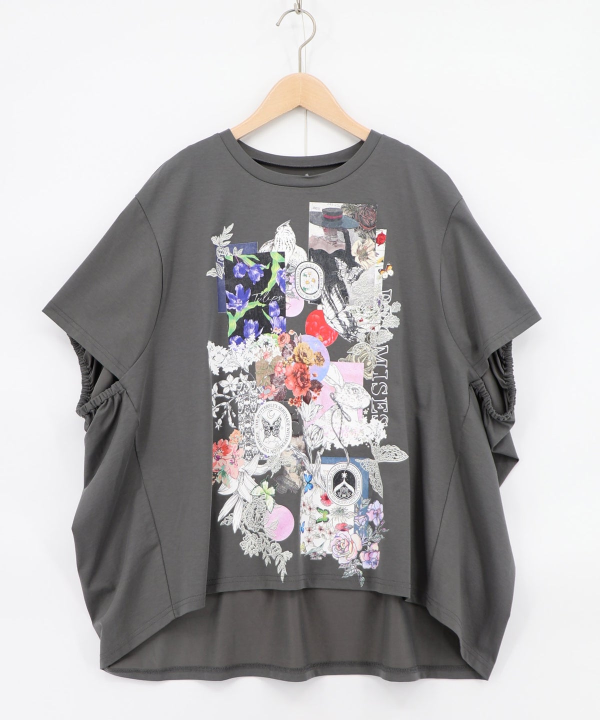 花コラージュ柄シルケット天竺チュニック-11