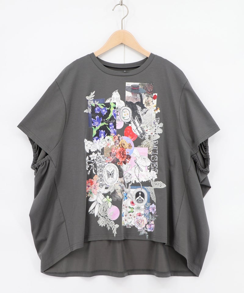 花コラージュ柄シルケット天竺チュニック-11