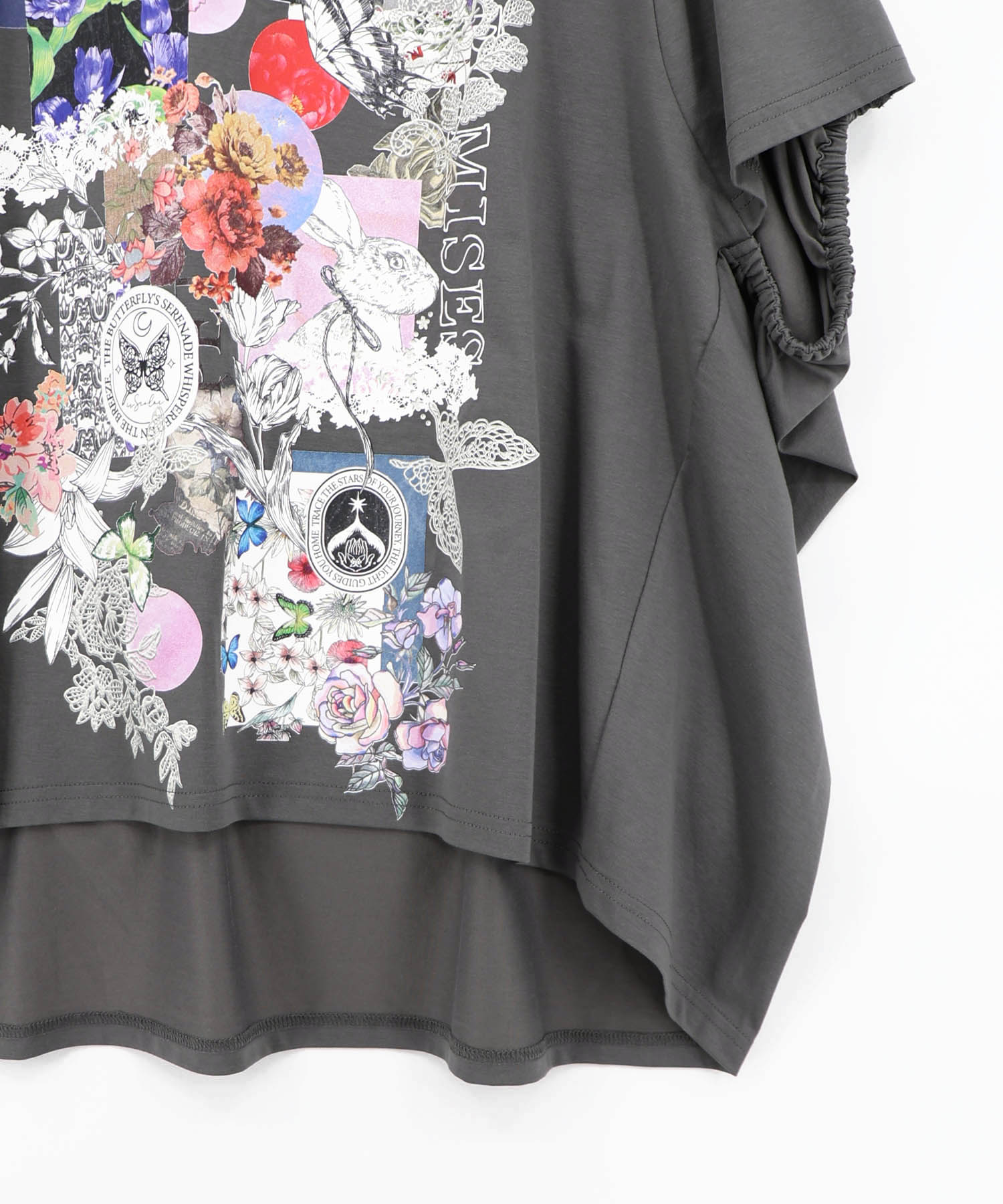 イズスカラー　562208：花コラージュ柄シルケット天竺チュニック 562208：花コラージュ柄シルケット天竺チュニックの通販-ScoLar