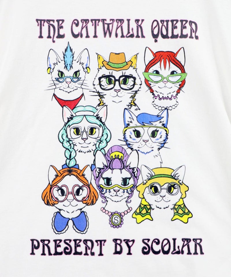 キャットウォーククイーン柄Tシャツ-7