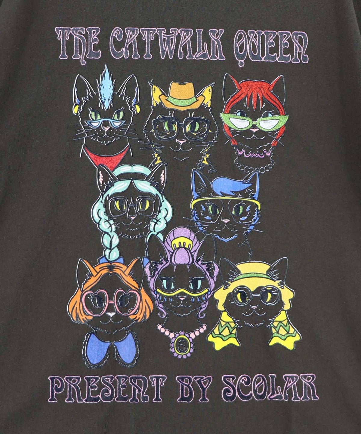 キャットウォーククイーン柄Tシャツ-9