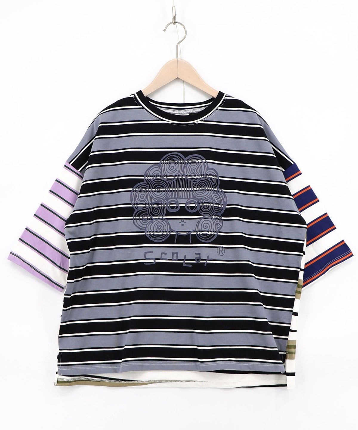 スカラーちゃん 配色ボーダー切替プルオーバー-3