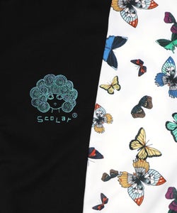 レーステープ×蝶柄生地×薄地ジャージワンピース-12