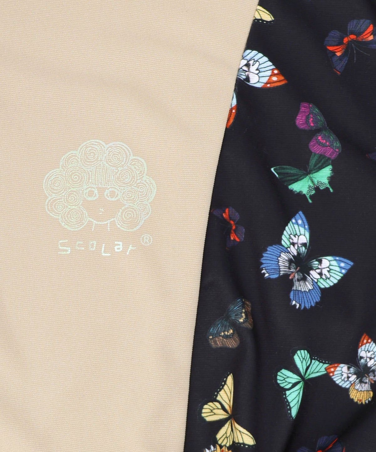 レーステープ×蝶柄生地×薄地ジャージワンピース-14