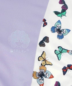 レーステープ×蝶柄生地×薄地ジャージワンピース-16