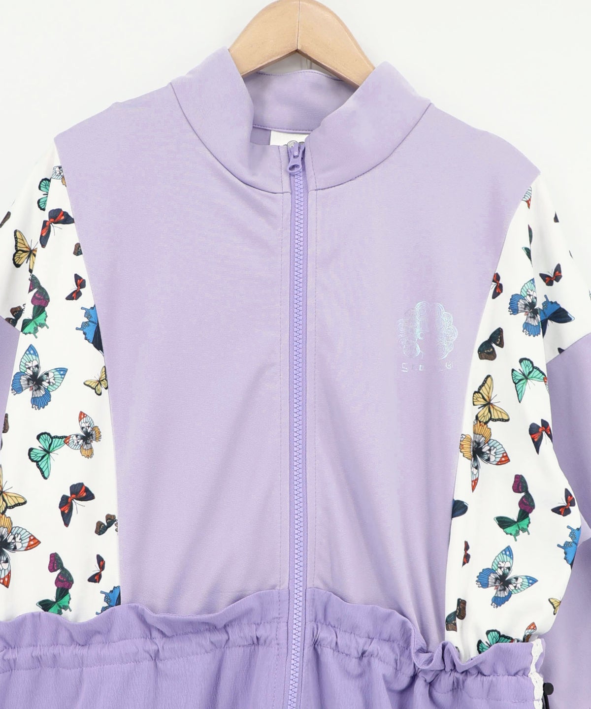 レーステープ×蝶柄生地×薄地ジャージワンピース-17