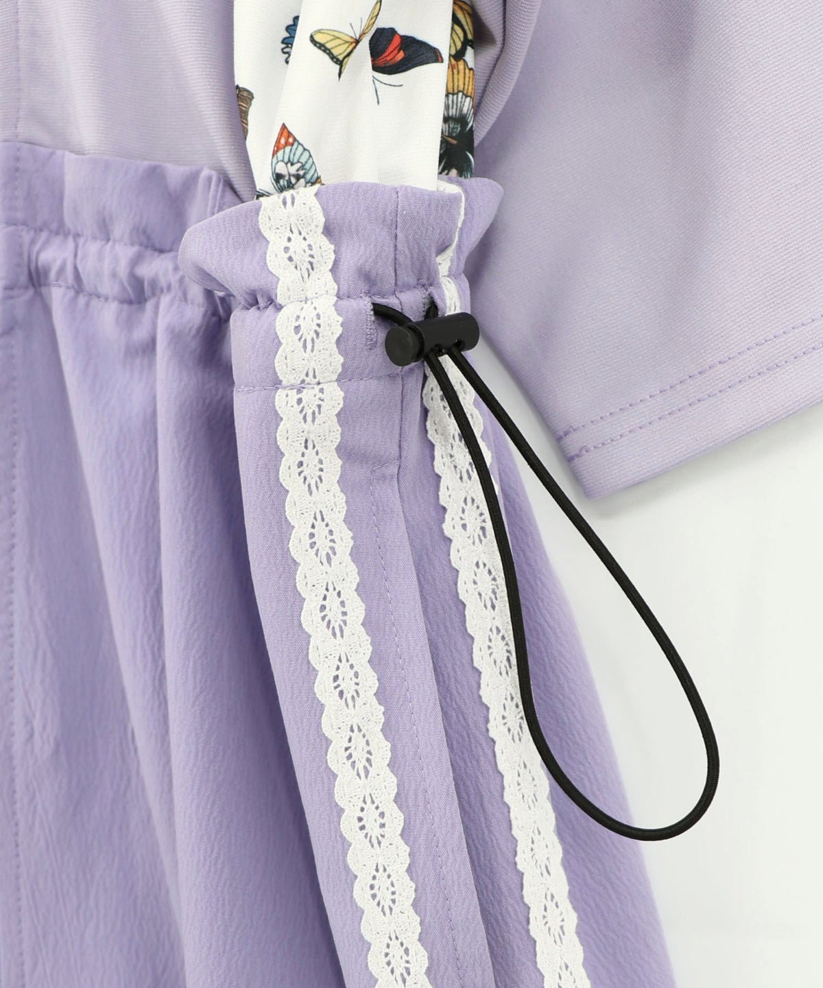 レーステープ×蝶柄生地×薄地ジャージワンピース-19