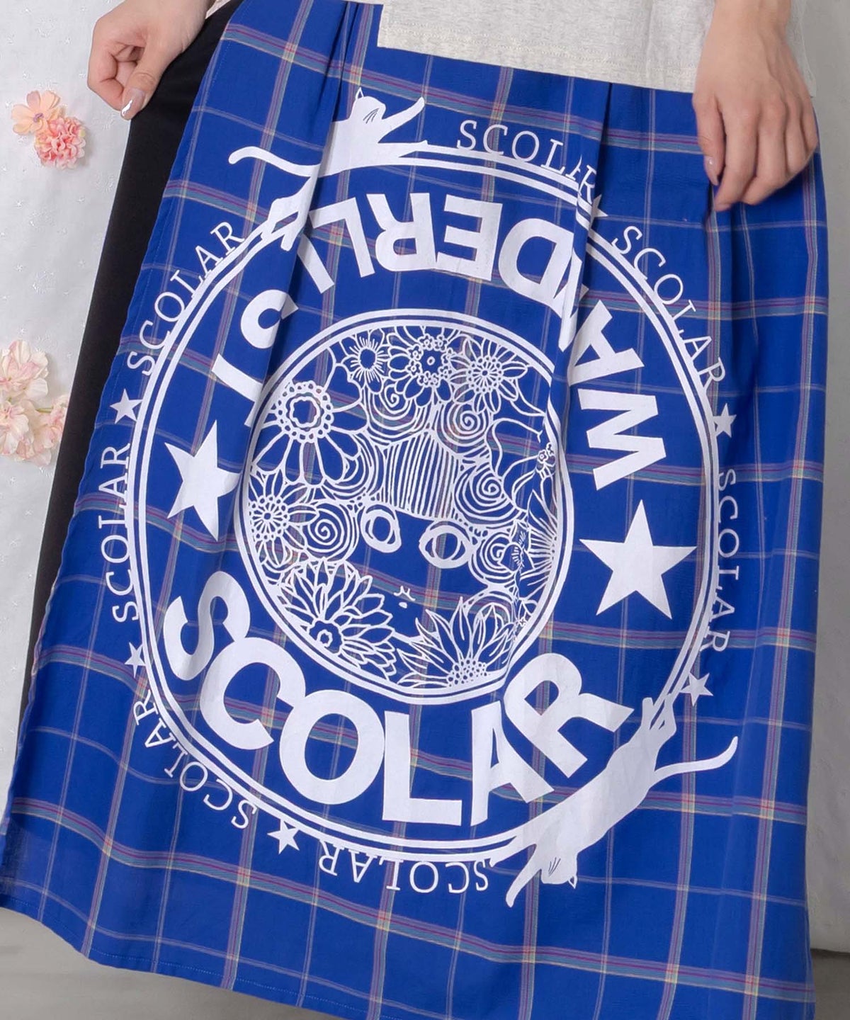 チェック×ジャージ レイヤード風スカート-7