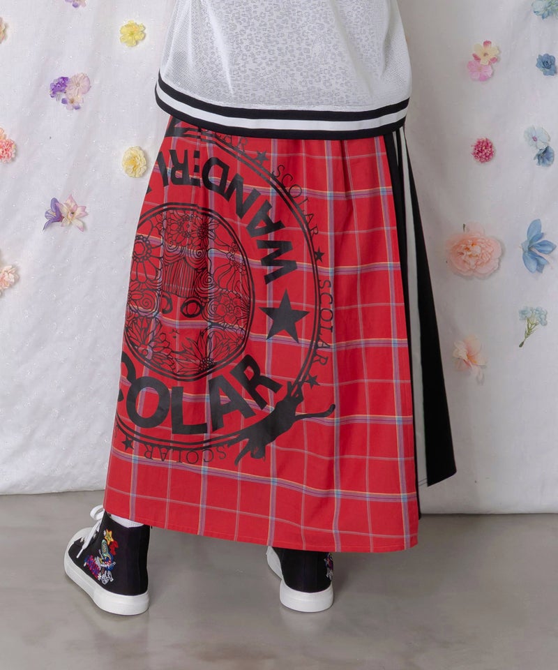 チェック×ジャージ レイヤード風スカート-12