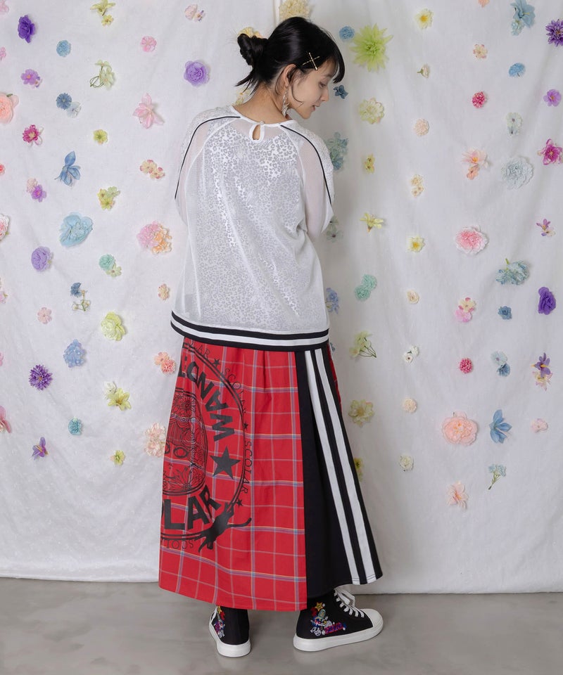 チェック×ジャージ レイヤード風スカート-13