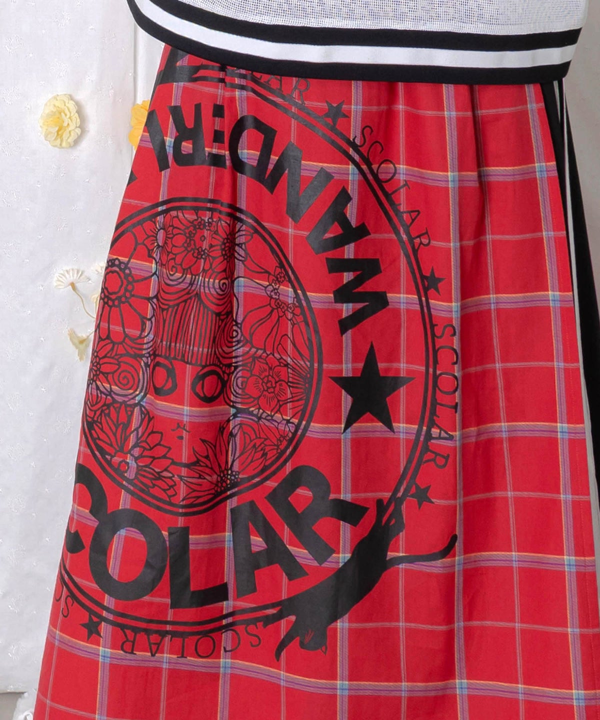 チェック×ジャージ レイヤード風スカート-14