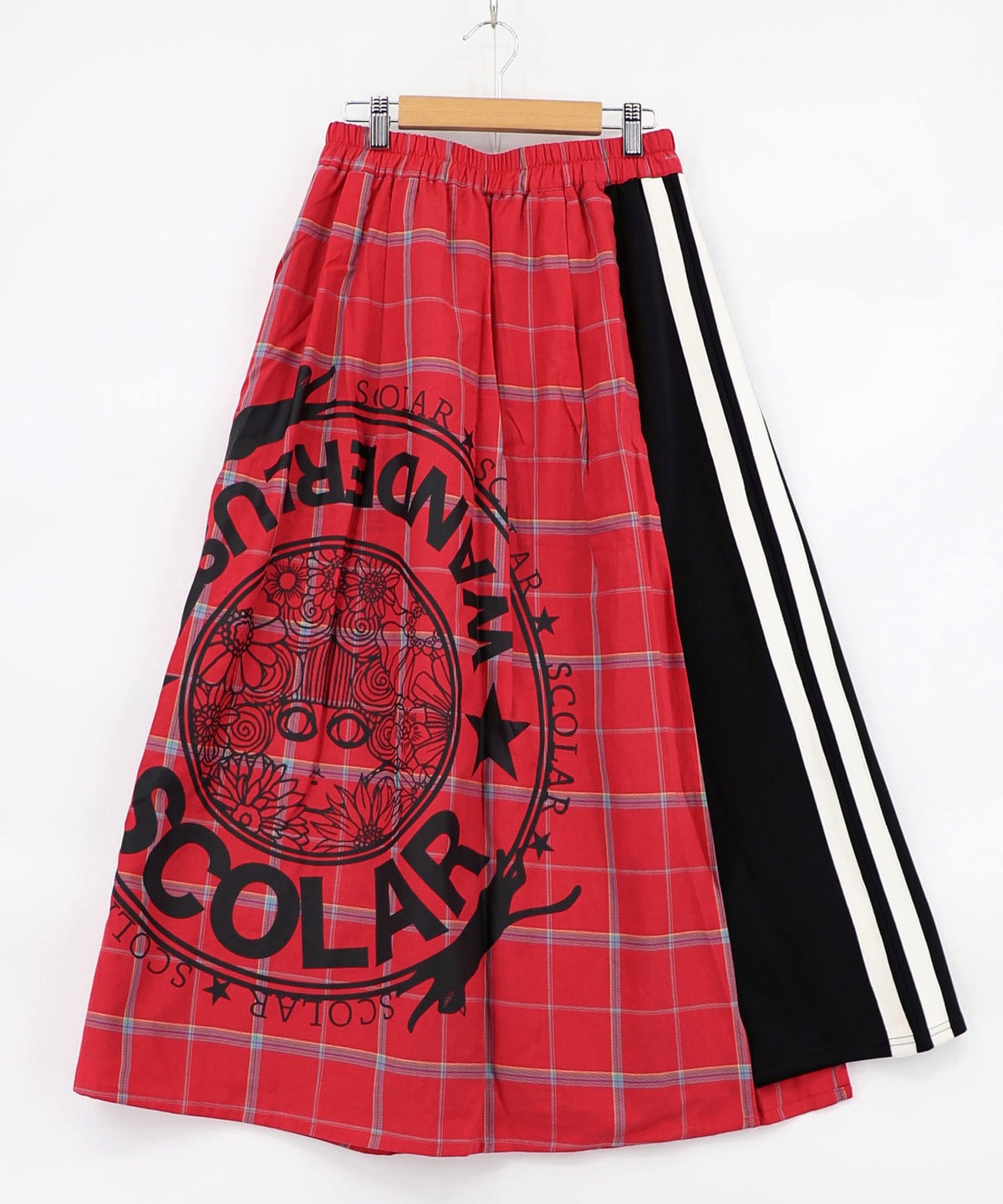 チェック×ジャージ レイヤード風スカート-17