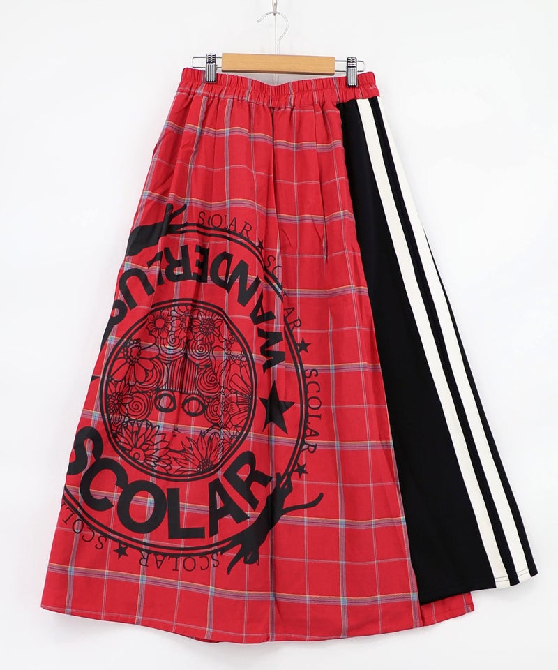 チェック×ジャージ レイヤード風スカート-17