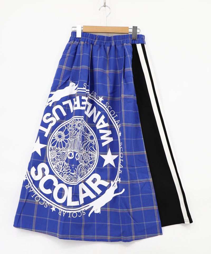 チェック×ジャージ レイヤード風スカート-19