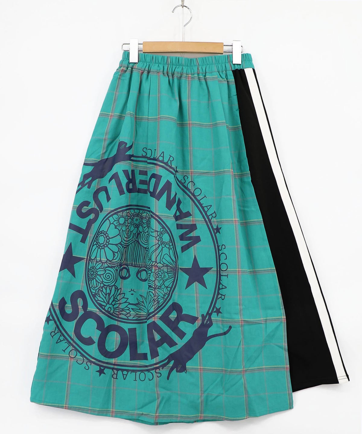 チェック×ジャージ レイヤード風スカート-21